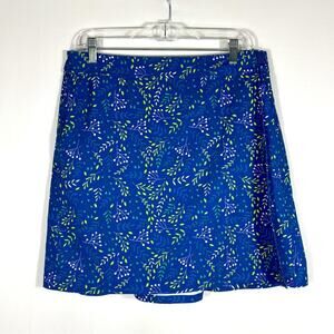 RipSkirt Blue Leaf Print A-Line Adjustable Skirt Size Medium CC0551
